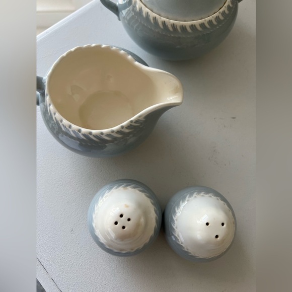 Vintage Harker Ware Pottery Cream Sugar Salt Pepper Shakers Set | Gray - Picture 4 of 8